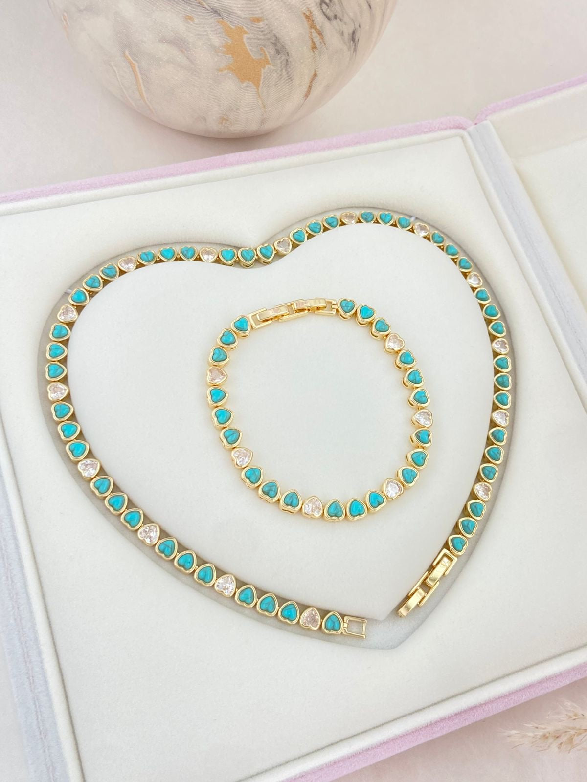 Turquoise Bezel Heart Necklace