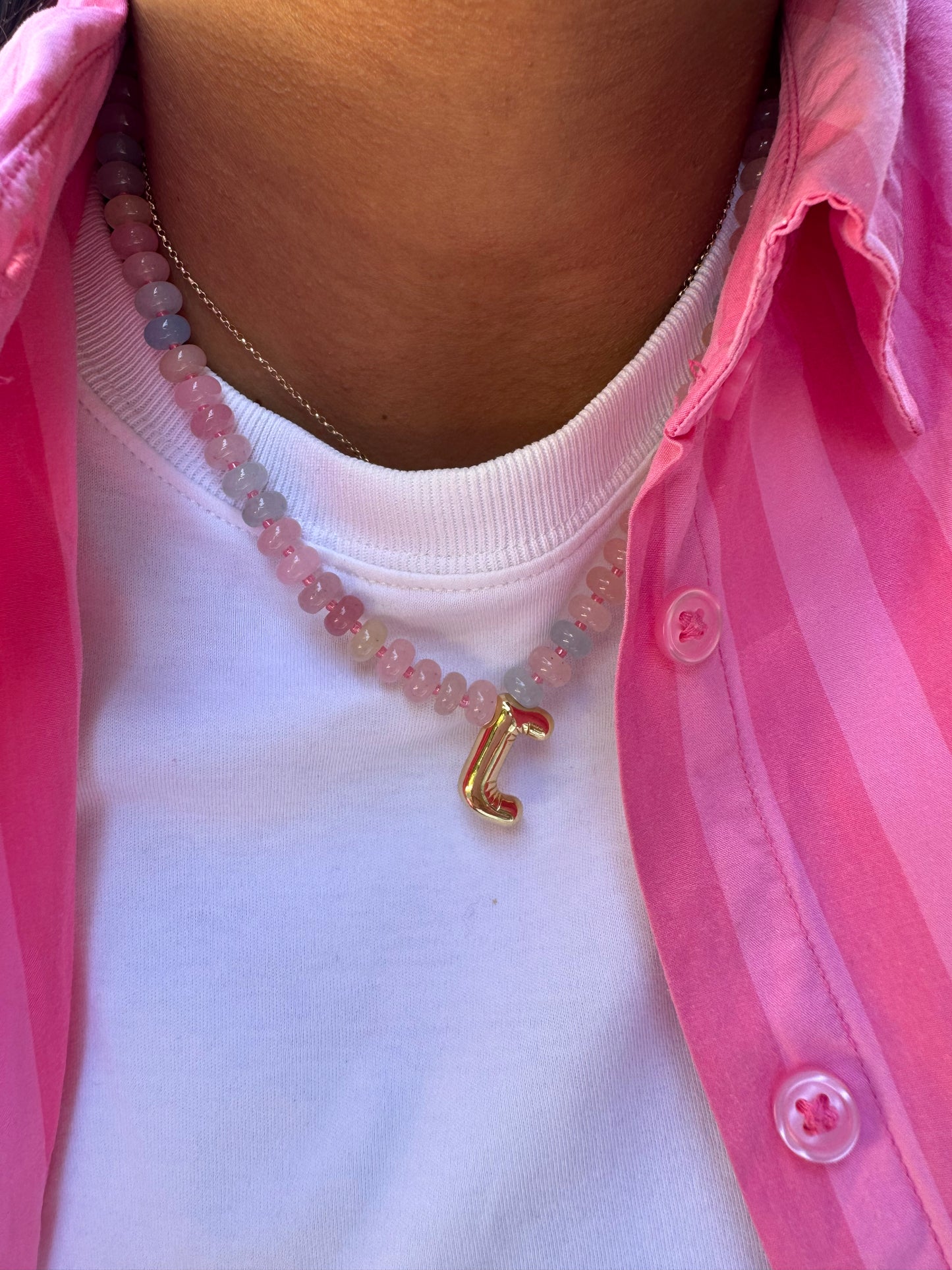 Cotton Candy Initial Necklace