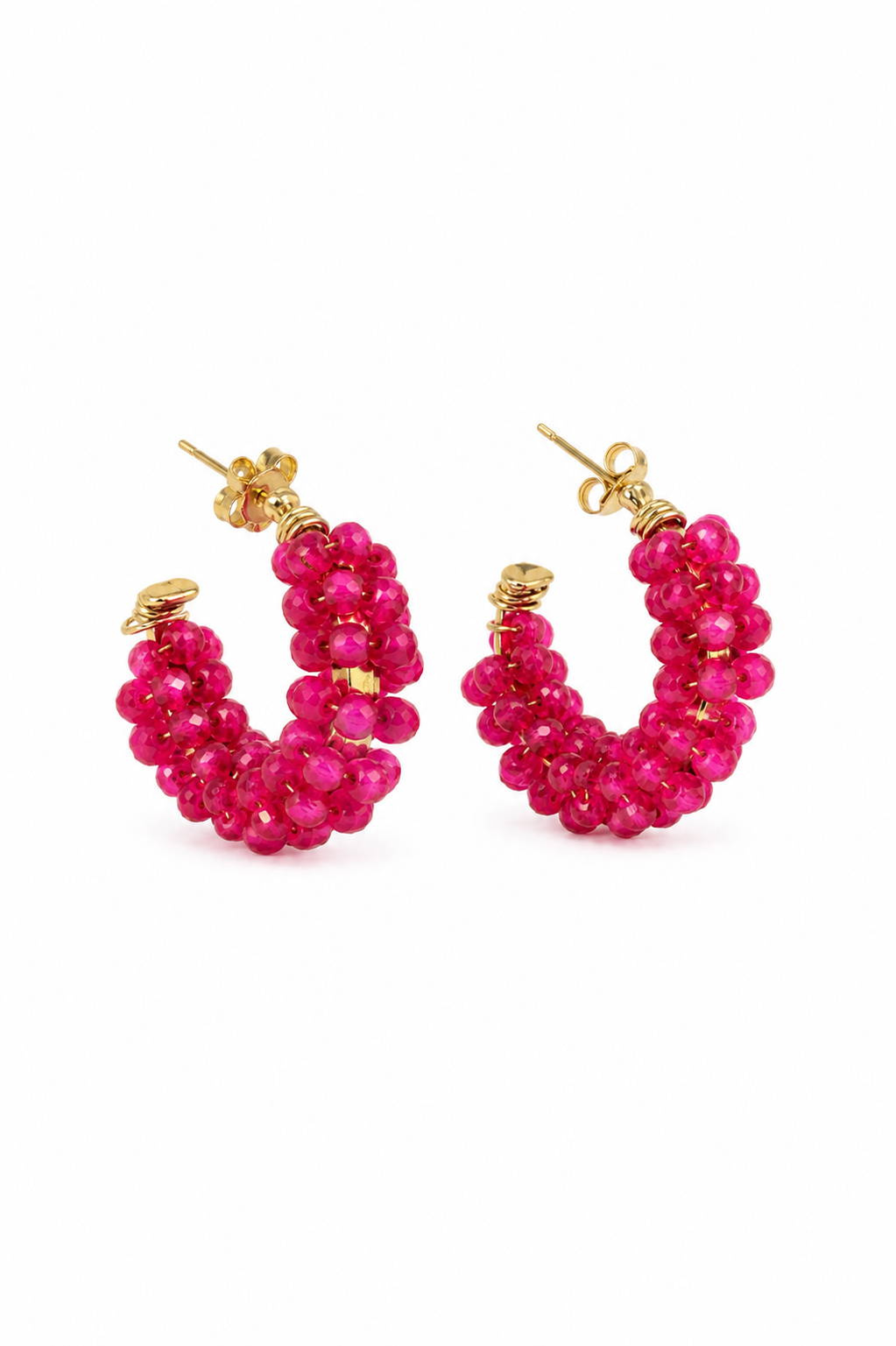 Barbie Pink Beaded Hoops