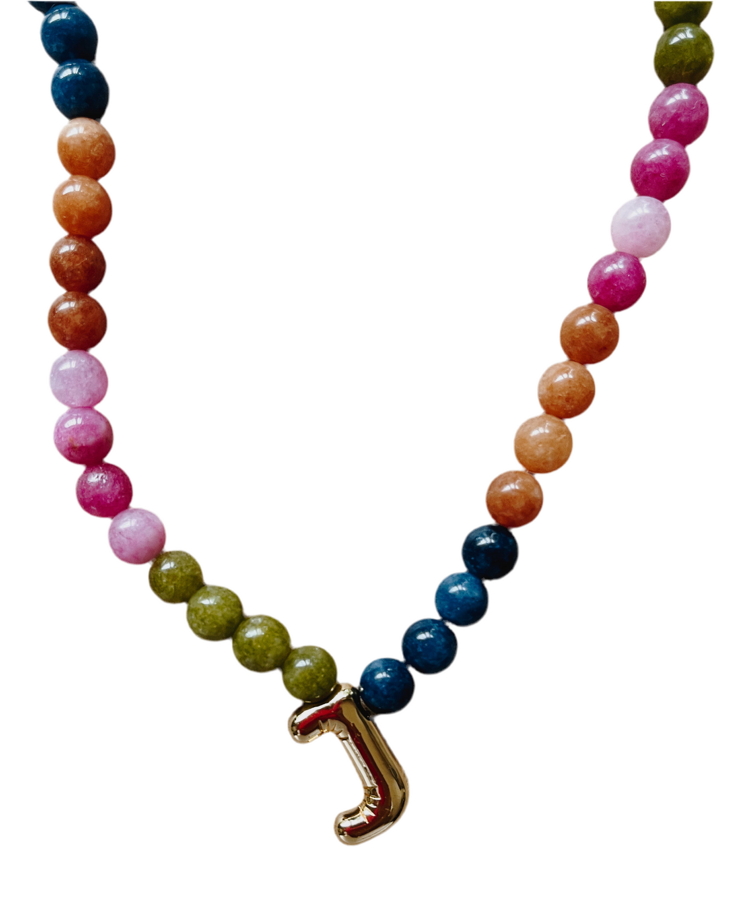 Multi Color Beaded Initial Necklace