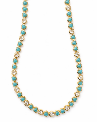 Turquoise Bezel Heart Necklace