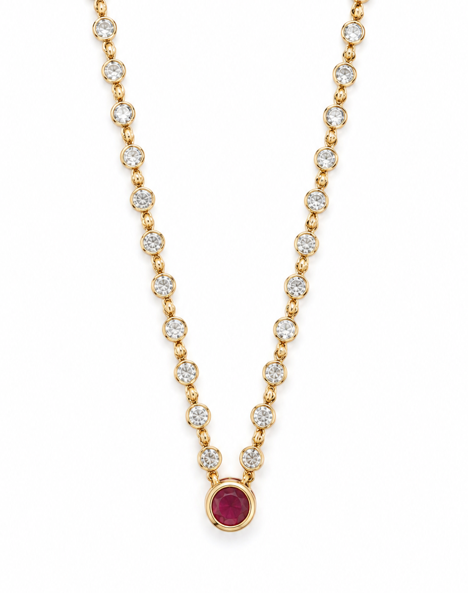 Pink Bezel Necklace
