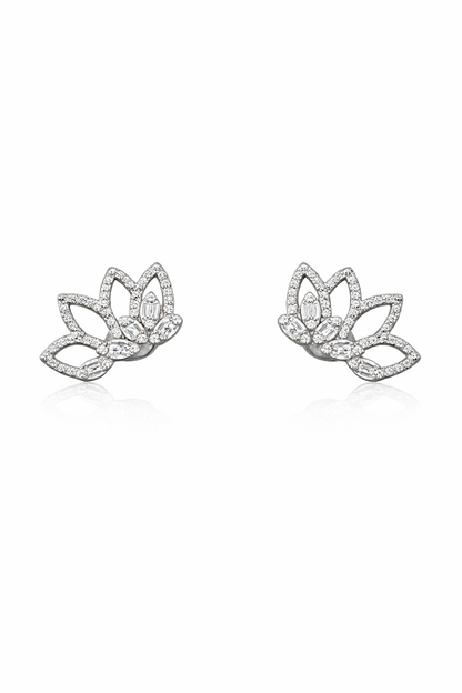 White Flower Silver Earring