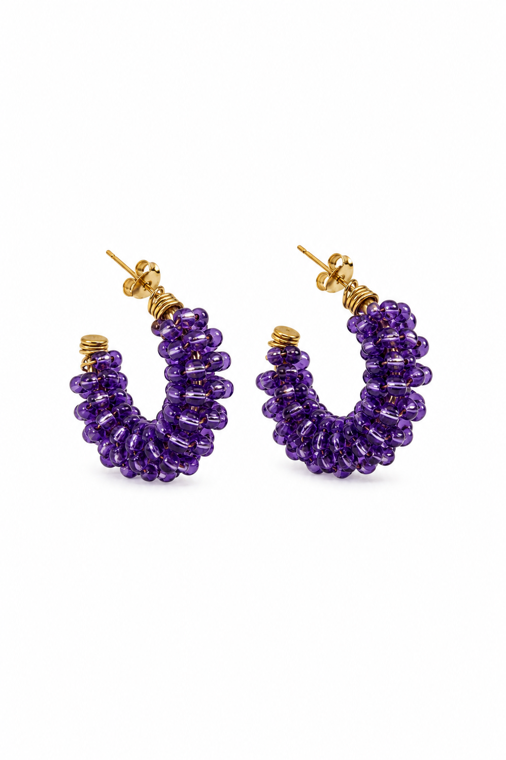 Purple Haze Beaded Hoops