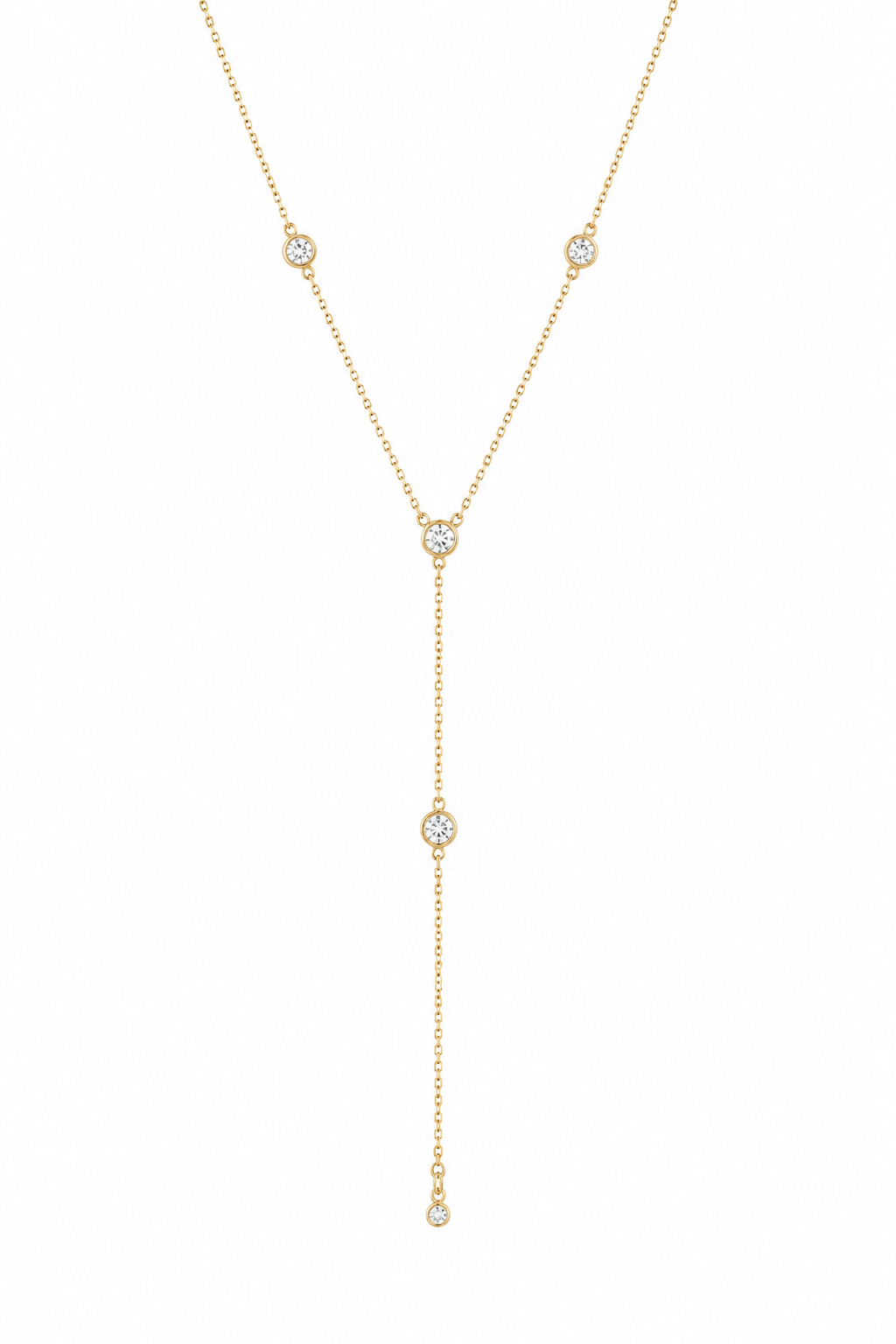 Clear Lariat Bezel Necklace