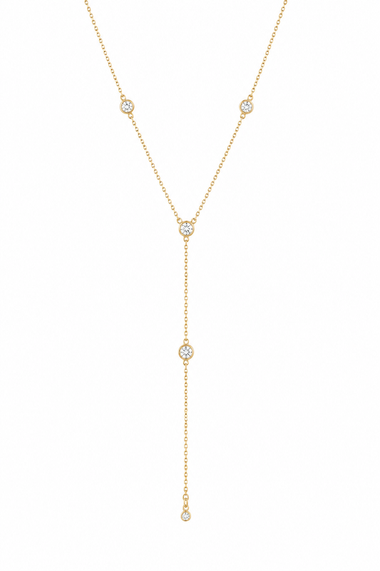 Clear Lariat Bezel Necklace