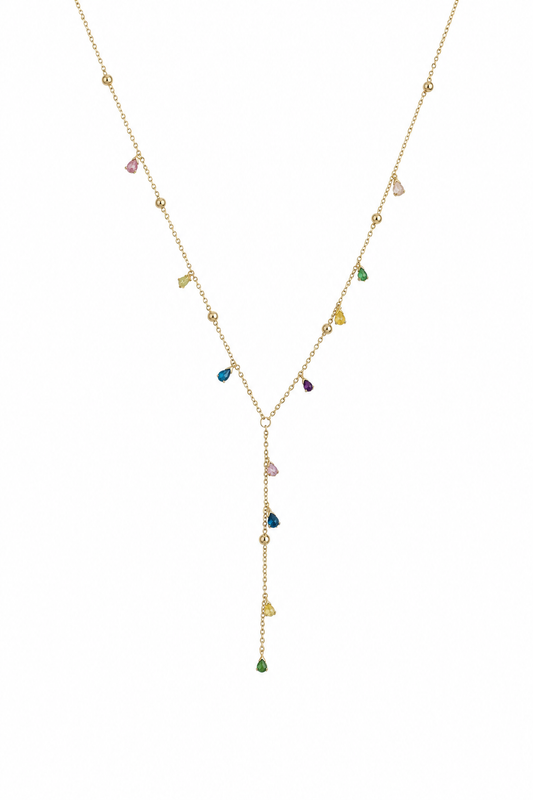Rainbow Lariat Bezel Necklace